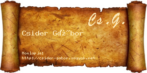 Csider Gábor névjegykártya